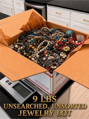 9 LB Unsearched Unsorted Jewelry Lot Tangled Wearable Repair Craft Vintage 8.13G